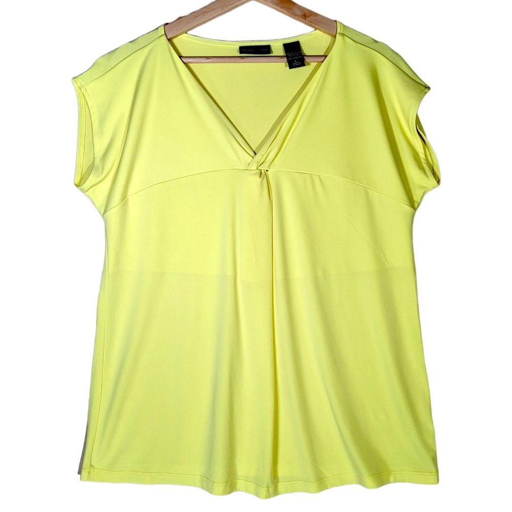 New York & Company Short Sleeve Empire Waist Blouse Shirt Top Women's L